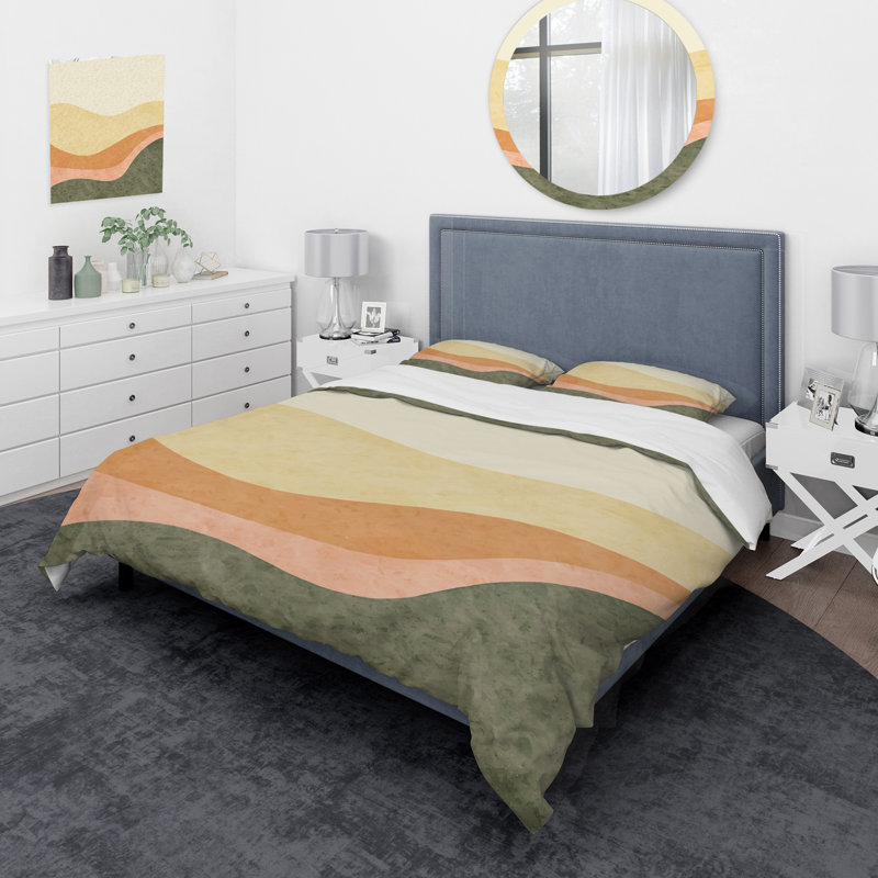 Ensemble de housse de couette en microfibre jaune / orange / vert, Housse de couette simple + 1 taie décorative stan