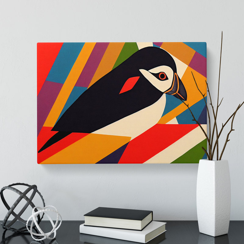 Puffin Bird Abstract Vol.2 - Wrapped Canvas, 40cm H x 60cm W x 3cm D