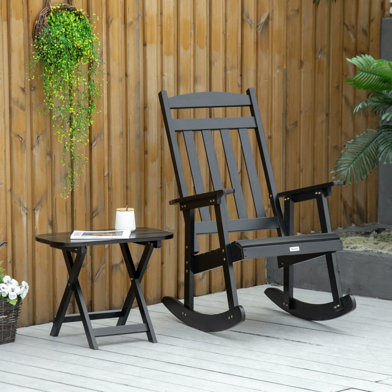 Chaise berçante d'extérieur en bois massif, Blanc