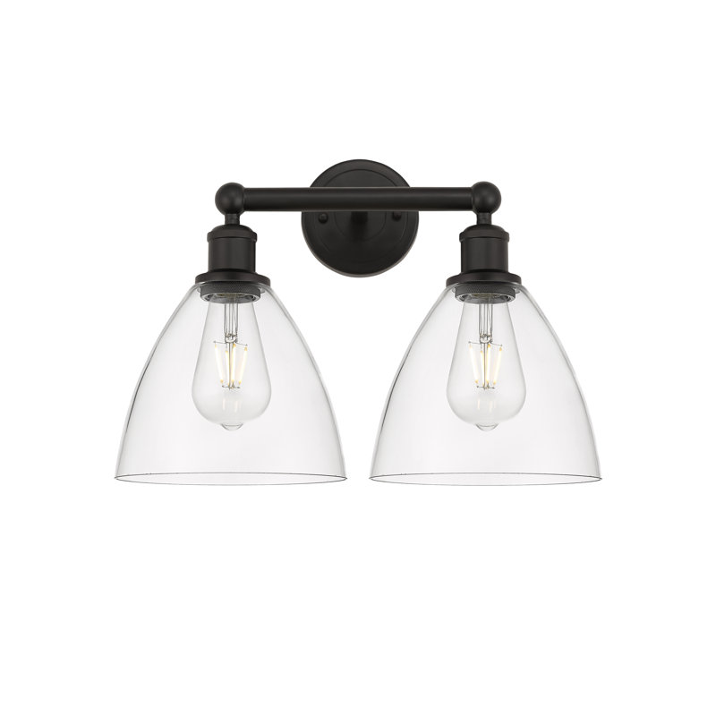 Éclairage pour meuble-lavabo en verre 2 lumières 16,5 pouces Alorah, Transparent, Bronze huilé