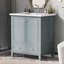 Meuble-lavabo de 30 po avec lavabo, rangement multifonctionnel, structure en bois massif, panneau de fibres à densité moyenne, lavabo en céramique-115705902