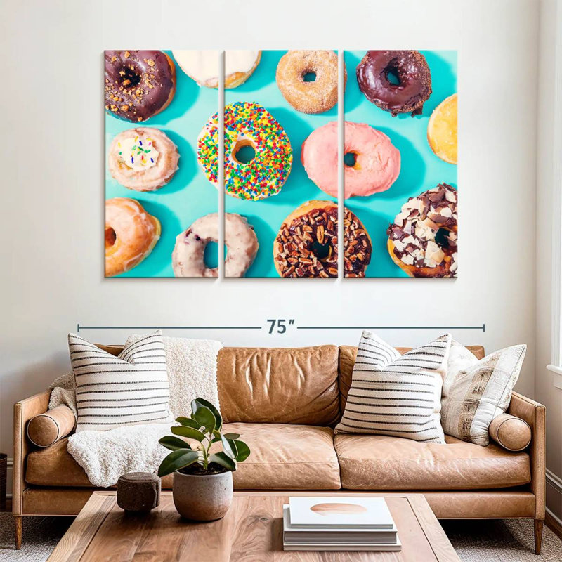 Yarlin Doughnuts On Teal, 42" H x 65" W