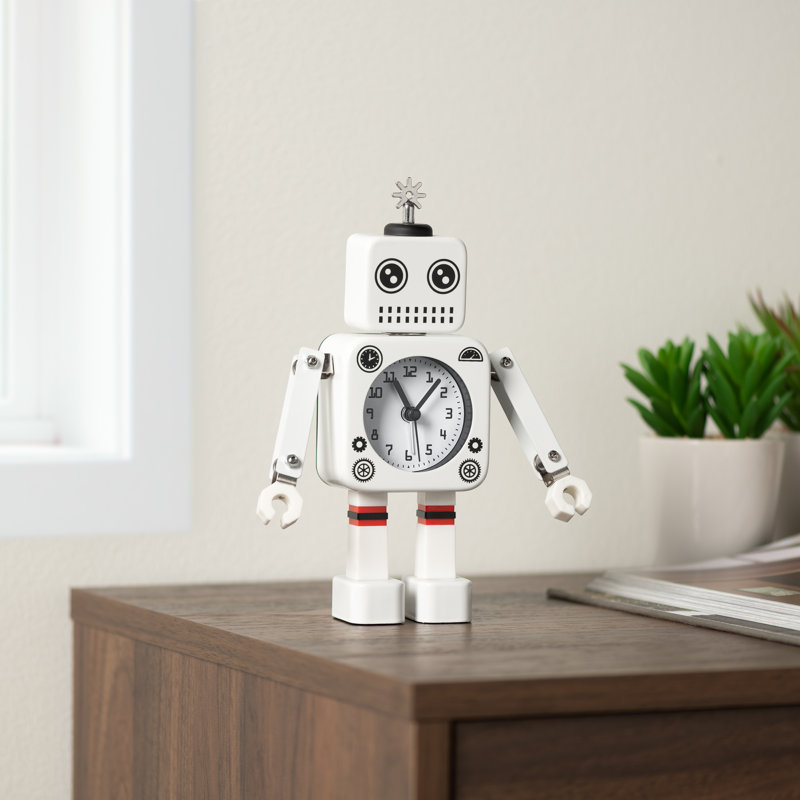Réveil robot en métal, Blanc