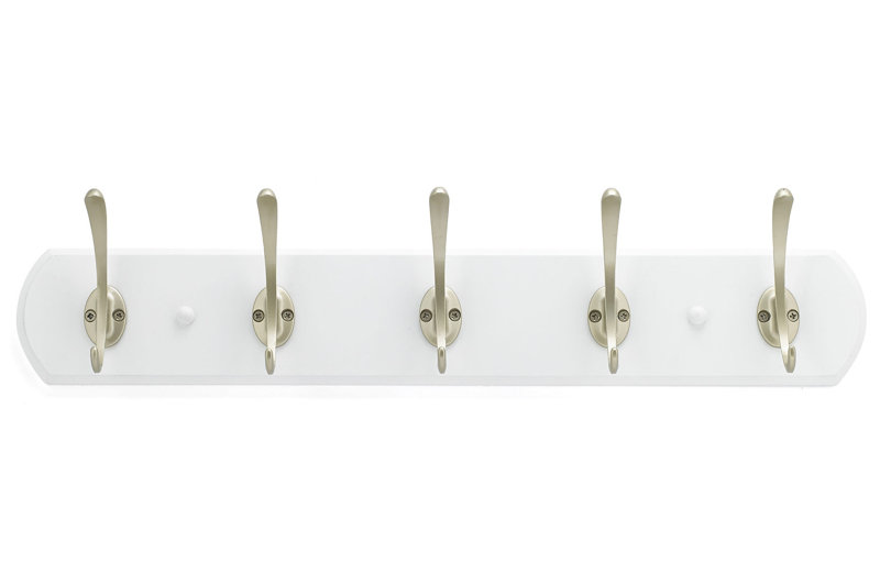 Porte-manteaux mural transitionnel, Blanc / nickel mat
