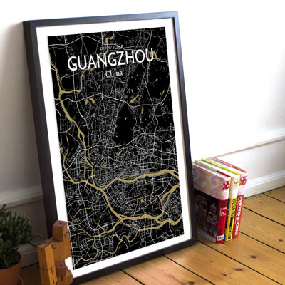 Guangzhou City Map - No Frame Print