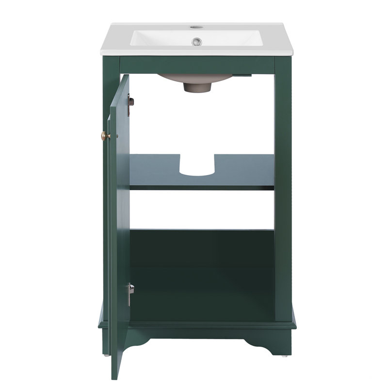 Ensemble de meuble-lavabo simple 20 po avec lavabo en céramique, Vert