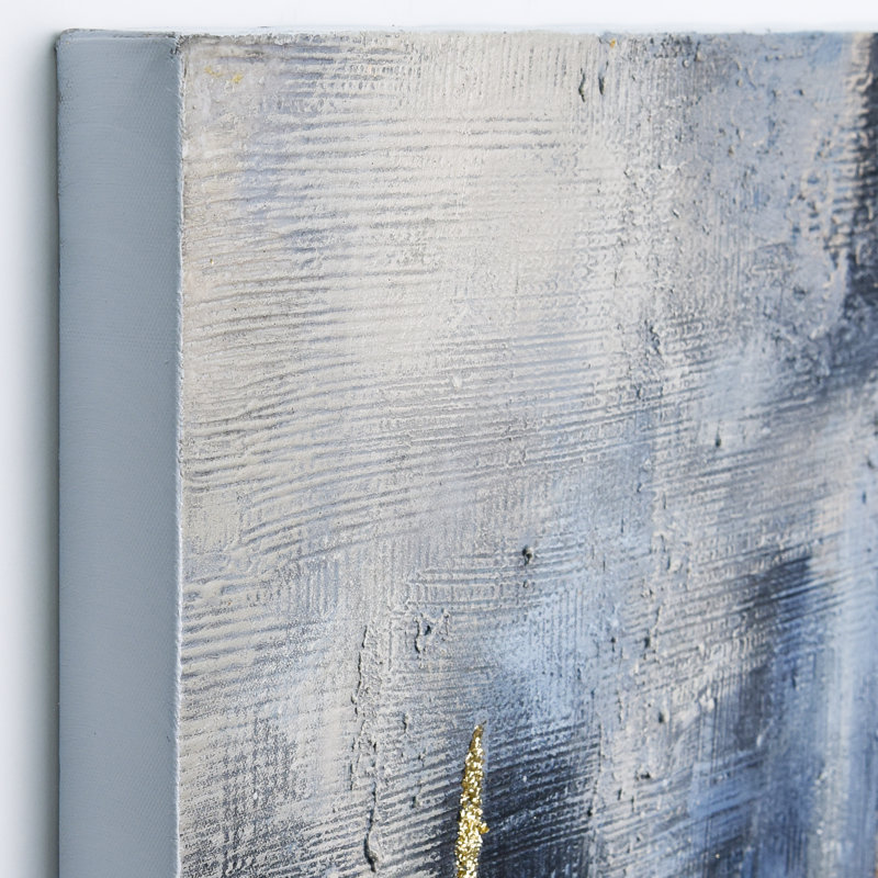 Golden Lighting Abstract Canvas Art with Gold Leaf, 36" x 36"