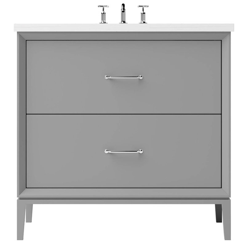 Alexandra Two-Drawer Single Bath Vanity, Polished Chrome, 42", Platinum Gray