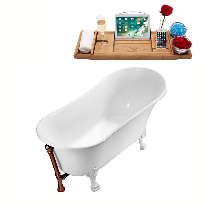 66.9'' x 31.5'' Soaking Acrylic Bathtub, Matte Oil Rubbed Bronze, Glossy White