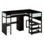 Lit mezzanine de jeu avec éclairage DEL, ports USB, armoire intégrée et double bureau, idéal pour les chambres d'étudiants ou les salles de jeux.-1932728236