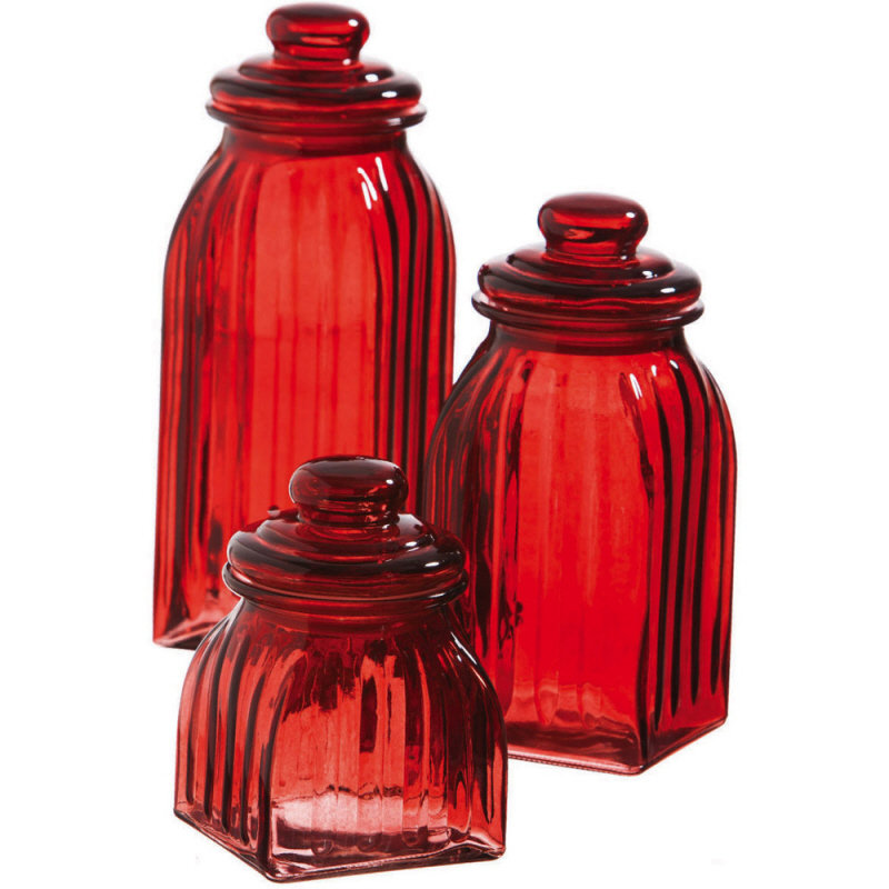 Ensemble de pots de cuisine en verre, Rouge