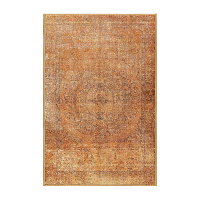 Tapis brun à motif oriental, Carré 7 pi