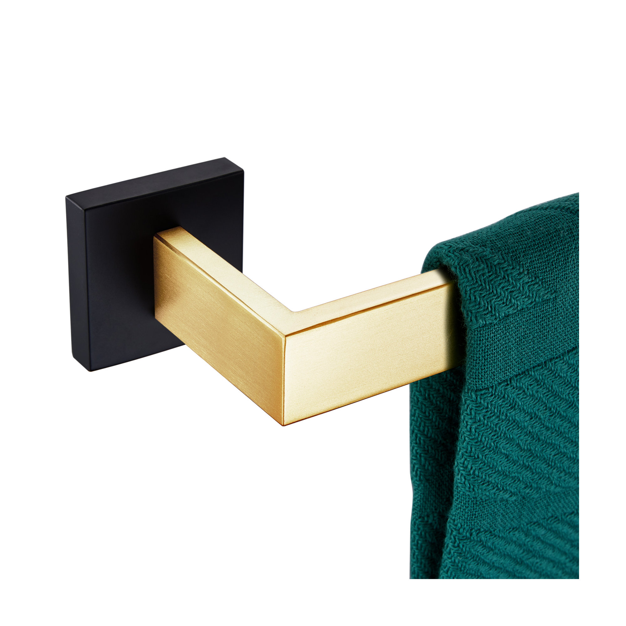 25.5" Wall Mounted Towel Bar, 2" H x 25.5" W x 3" D, Black/Gold