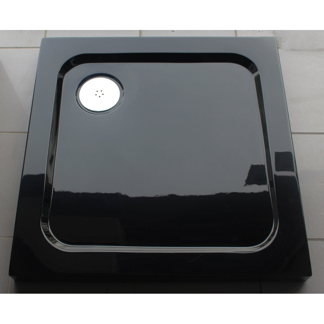 Slimline 35Mm 900X800 Rectangle Black Gloss Stone Shower Tray