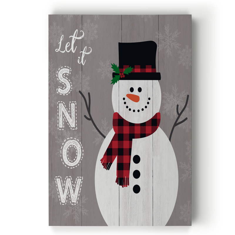 «Let It Snow Snowman» par Parvez Taj, reproduction d'art sur toile tendue, H 32 po x l 24 po x P 1 po