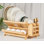 Bamboo Dish Drying Rack With Utensil Holder, Collapsible Wooden Dish Drainer Rack, 3-Tier Large Folding Drying Holder For Kitchen Counter