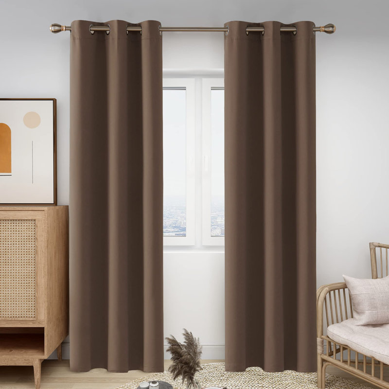 Thermal Insulated Room Darkening Grommet Curtain Panels (Set of 4), 42" W x 108" L, Brown