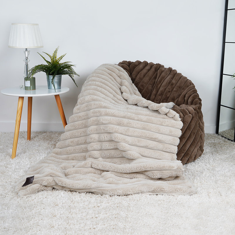 Abderraouf Ribbed Blanket, Cream