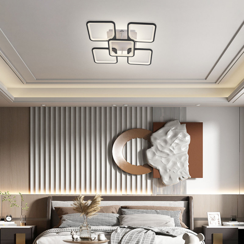 Suruchi Acrylic LED Flush Mount, White/Black