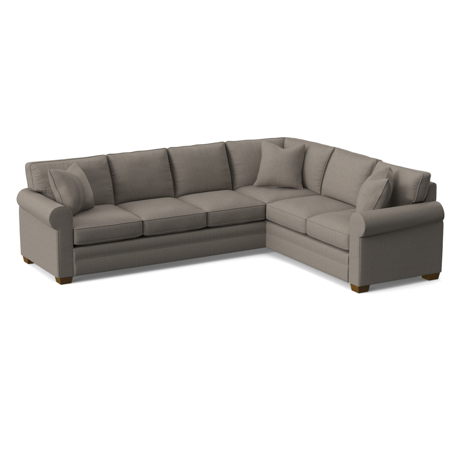 Bedford Upholstered L-Sectional, Havana Finish, Stone Crypton Performance; 0884-83, Right Hand Facing