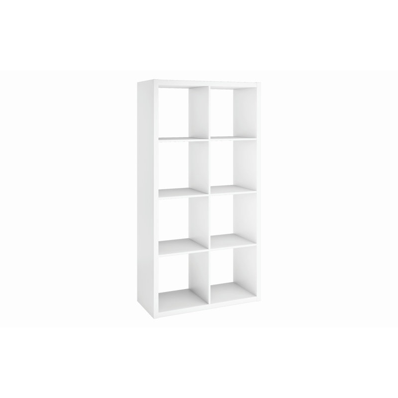 Bibliothèque décorative à 8 cubes avec bacs en tissu de qualité supérieure, Blanc/Noir