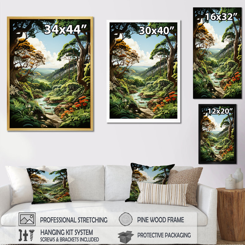 «River Into Enchanted Woods II», reproduction sur toile, Toile tendue, H 44 po x l 34 po