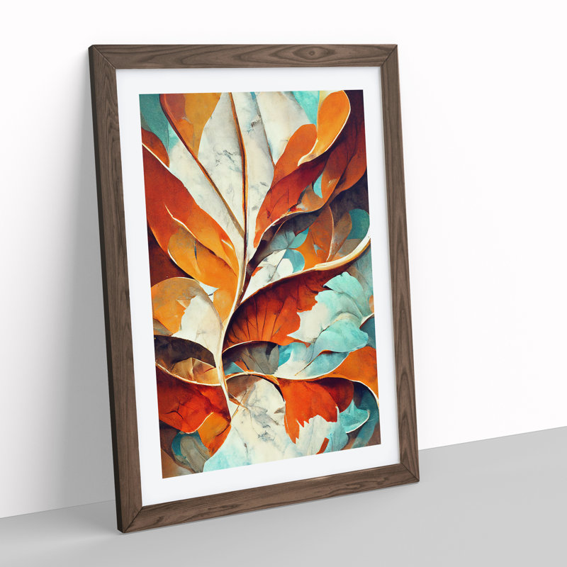 Leaf - Single Picture Frame Print, 46cm H x 34cm W x 2cm D, Walnut