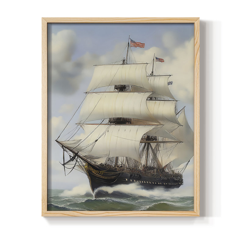 NAUTICAL Series LIX, reproduction encadrée - bois massif, Naturel, H 11 po x l 9 po