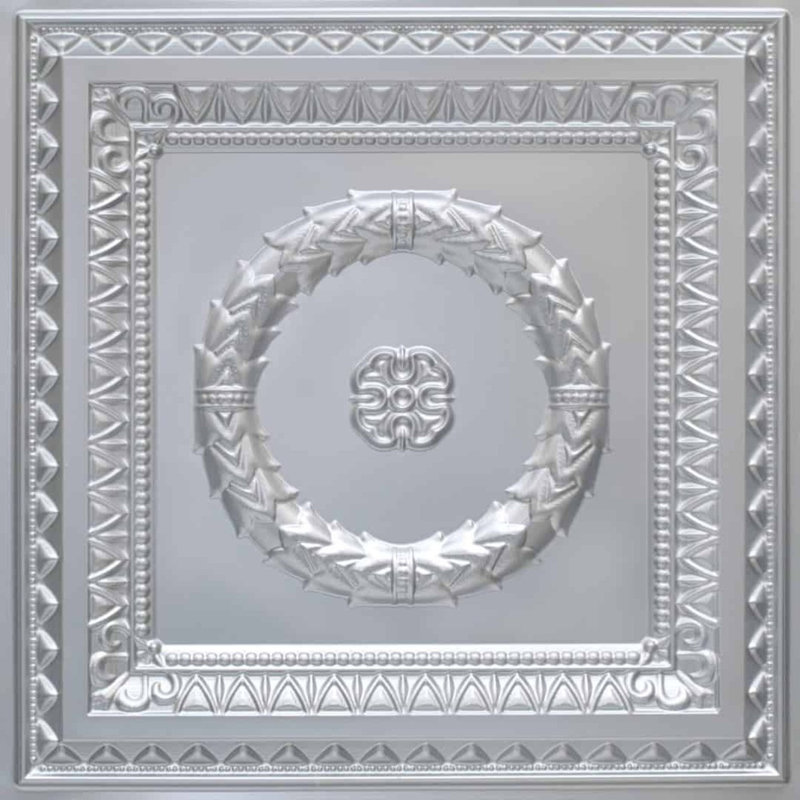 Tuile de plafond Laurel Wreath, Argent, L 24 po x l 24 po