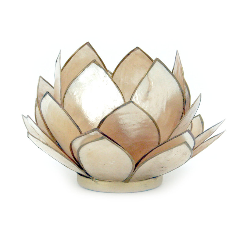 Porte-bougie bougie fleur de lotus Capiz, Brun