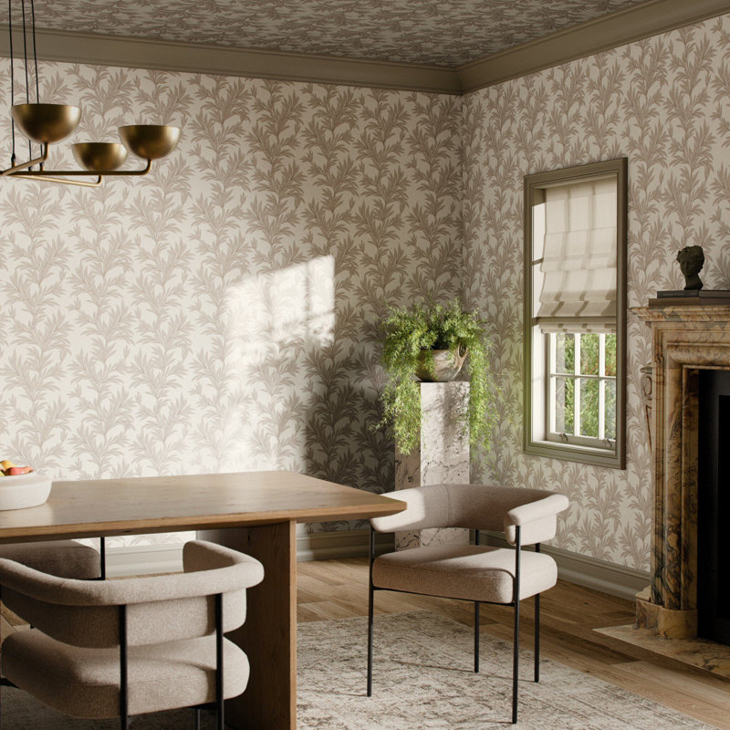 Lush Leaves Wallpaper by Getty Images, W52" x H132", Lush Leaves Taupe II