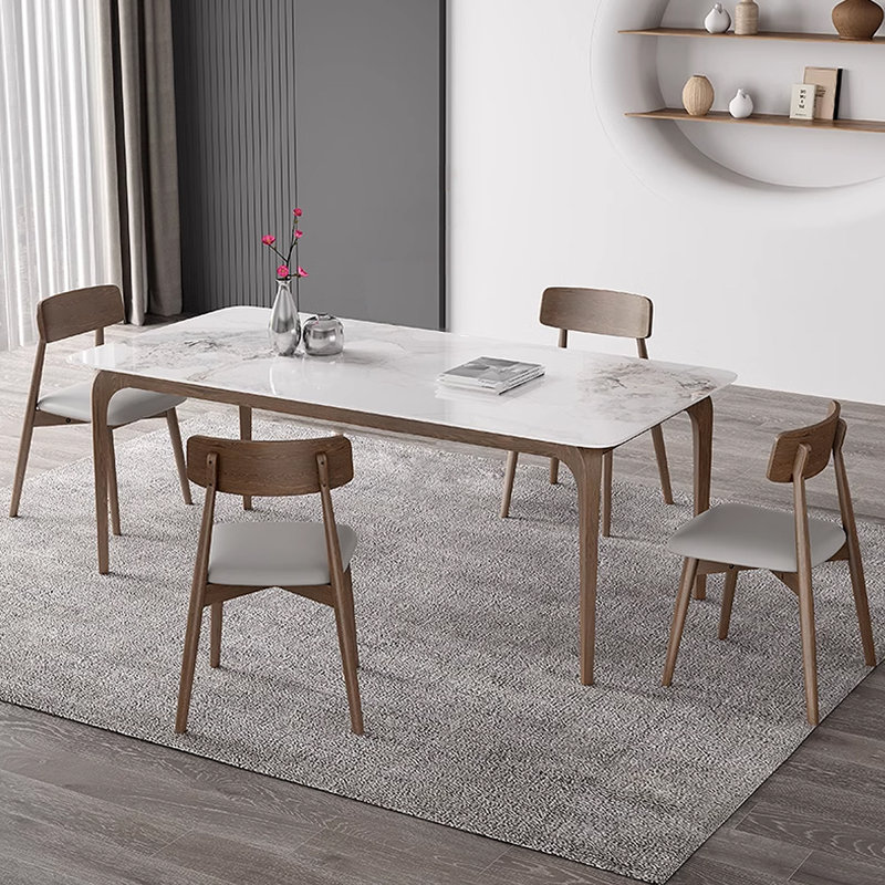 Rectangular rock slab simple modern dining table, 29.53"H x 63"L x 31.5"W