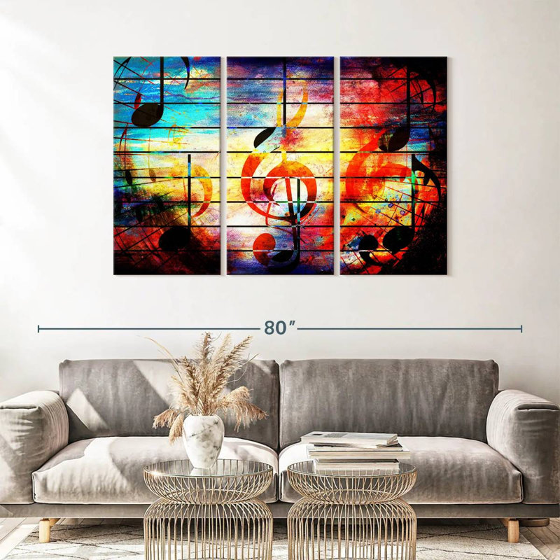 «Abstract Music Grunge», reproduction sur toile, H 36 po x l 57 po x P 1,25 po