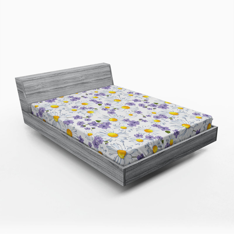 Microfiber Floral Fitted Sheet, Purple Floral, Full Fitted Sheet