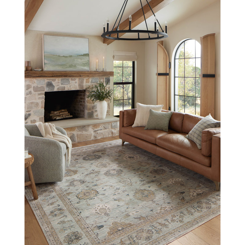 Magnolia Home By Joanna Gaines X Loloi Millie Sky / Gold Area Rug, Square 1'6"