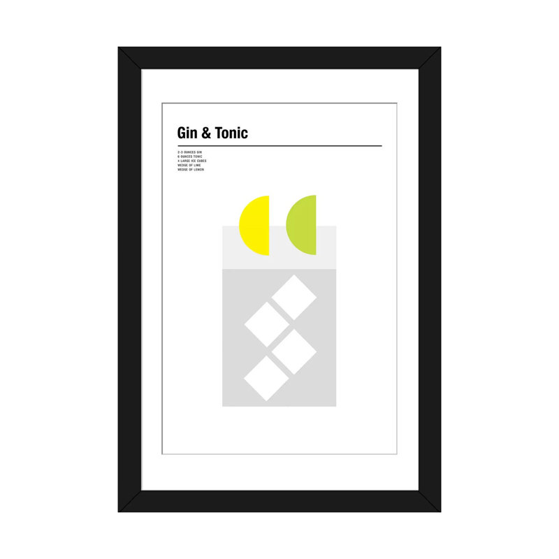 «Gin & Tonic», impression sur toile, H 24 po x l 16 po x P 1 po, Papier d'art encadré noir, Blanc