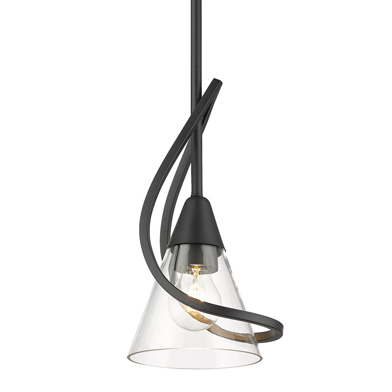 Luminaire suspendu conique à 1 lumière Lueseal, Noir mat
