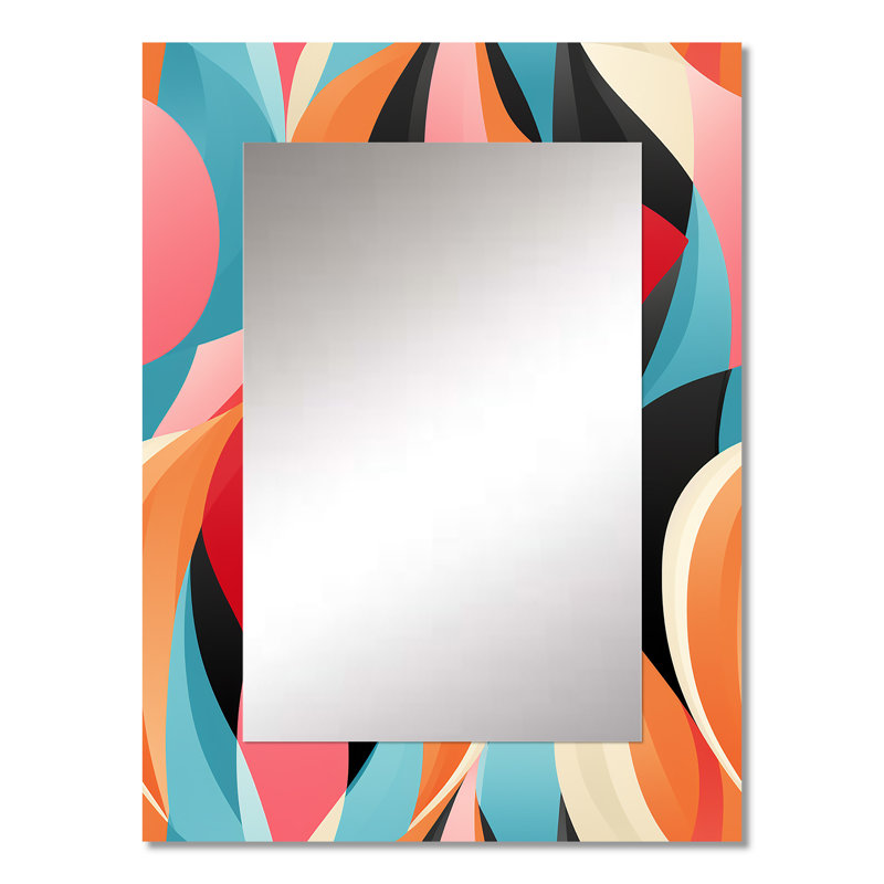 Bleu et orange rétro géométriques torsades illusions - miroir rétro, impression murale unique, impression d'art en métal