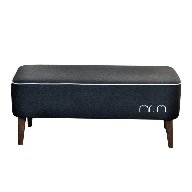 Mr. M Polyester Blend Upholstered Bench, Polyester Blend, Black/Cream