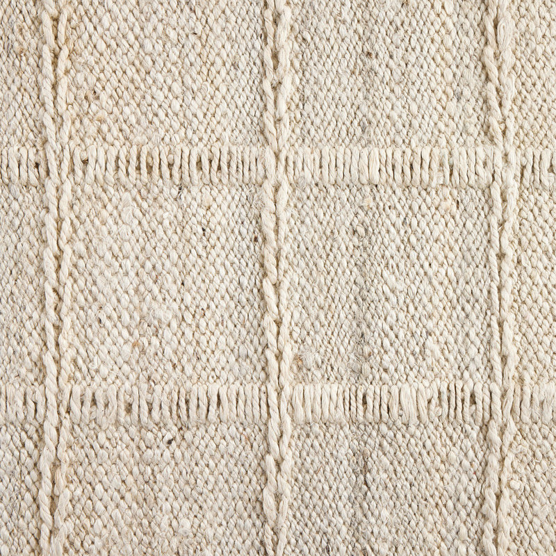 Grid Flatweave Jute Solid Color Area Rug in Bleached Grid Jute, Rectangle 8' x 10'