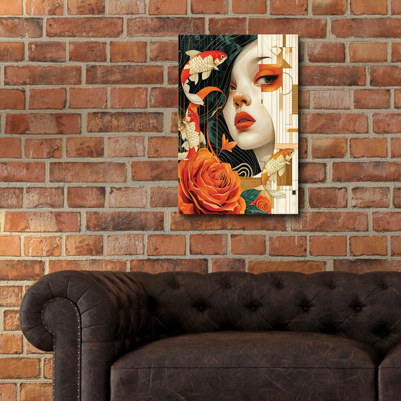 Art mural en verre «Celestial Gold Fish» par Momart, H 24 po x l 16 po x P 0,2 po