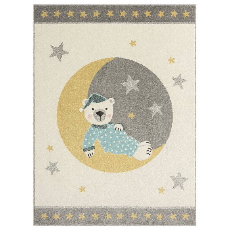 Tapis gris pour enfants Matthau, Rectangle 5 pi 3 po x 7 pi 3 po