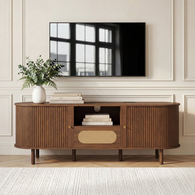 Tv Console With Adjustable Shelves And Sliding Door