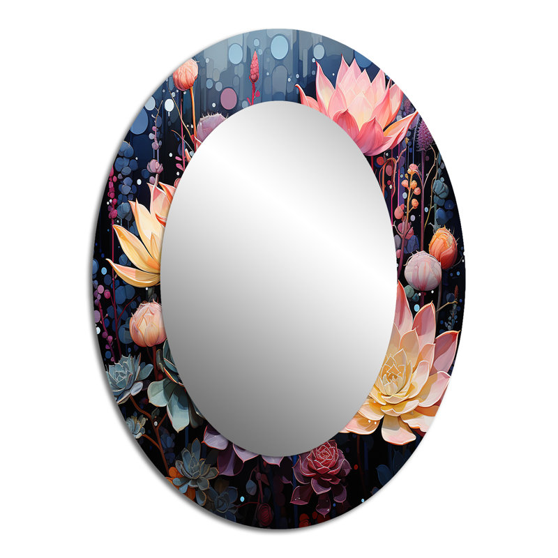 Décoration de miroir rose ovale rose succulent rose - rose ovale, 40 po x 30 po