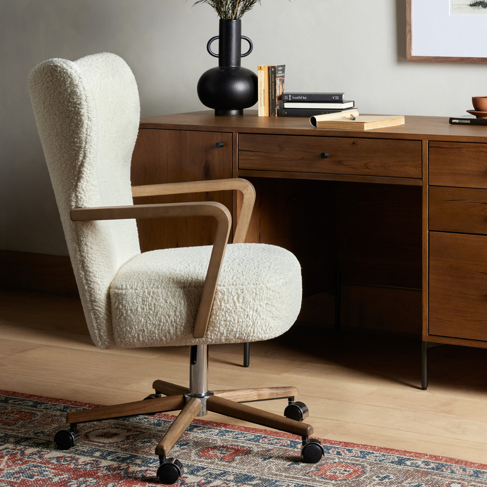 Billinghurst Swivel Office Chair, Sheepskin Natural