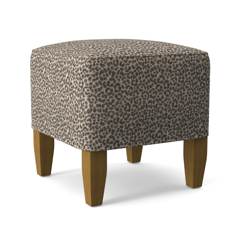 Brooklyn Upholstered Ottoman, Beige Performance Fabric; 0851-73, Honey Finish