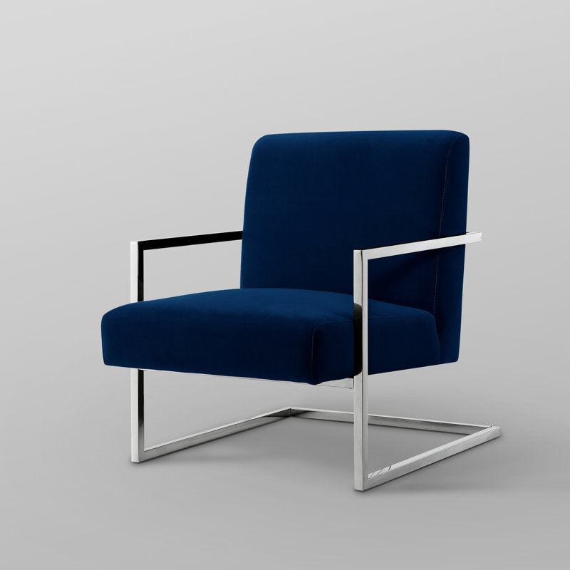 Fauteuil Keenan, Chrome, Bleu marine / chrome
