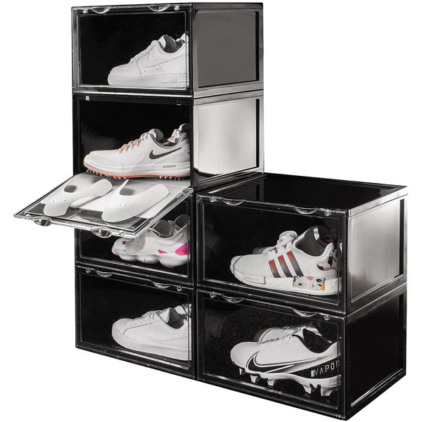 12 Pair Stackable Shoe Storage Box (Set of 12) Rebrilliant Finish: Black
