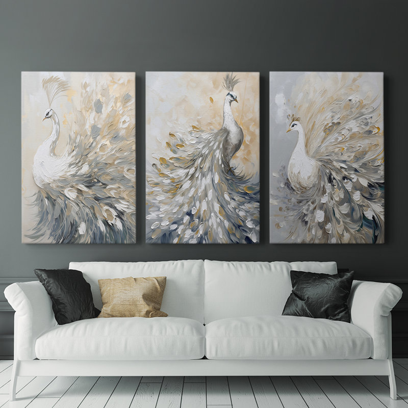 Peakcock  Series  LXXXIII  -Premium Gallery Wrapped Canvas Set -Ready to Hang, 12" H x 8" W x 1.1665" D