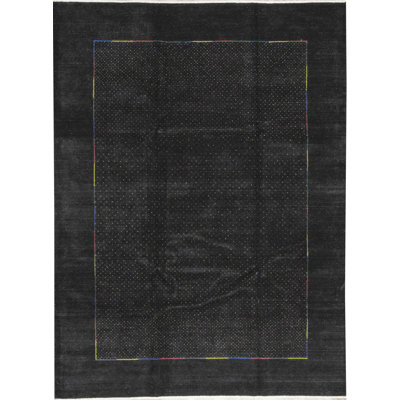 Hand-Knotted High-Quality Black Area Rug